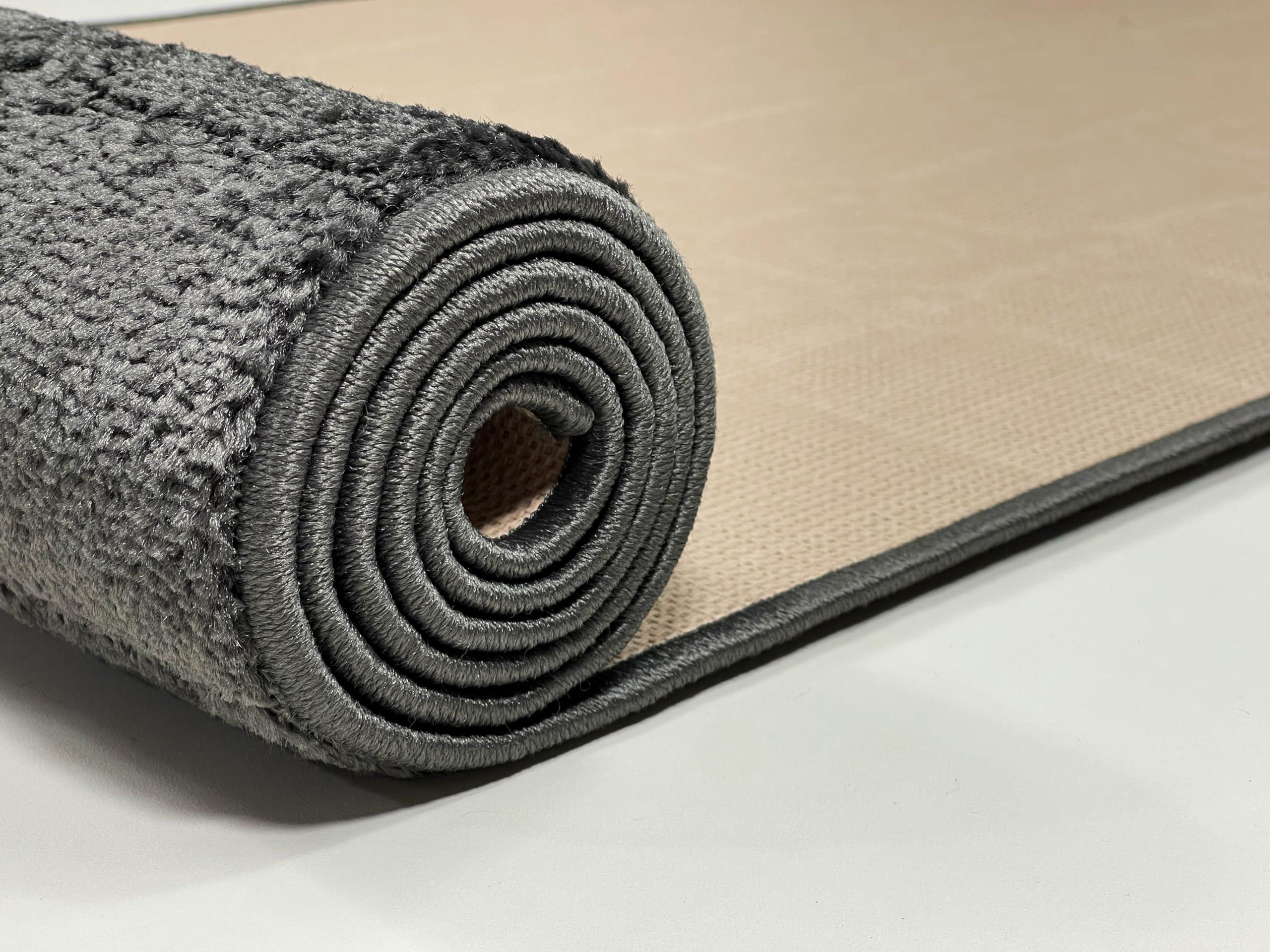 REMNAZ HOME DECOR Custom Length Special Size Non-Slip Carpet Runner Rug for Long Narrow Hallways, Prevent Slippery Cold Floors, Art Anthracite Grey, 25 \'\' X 7 \'