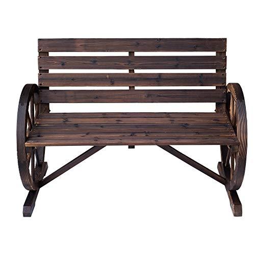 Unknown Wagon Wheel Bench Garden Chair Loveseat Wooden Accent Outdoor Garden