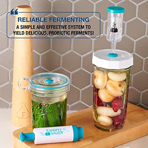 Fermentology Fermentology Sauer System Fermentation Airlocks – Lids, Grommets, Gaskets, Stoppers – for Regular Mouth Mason Jars – 4 Pack