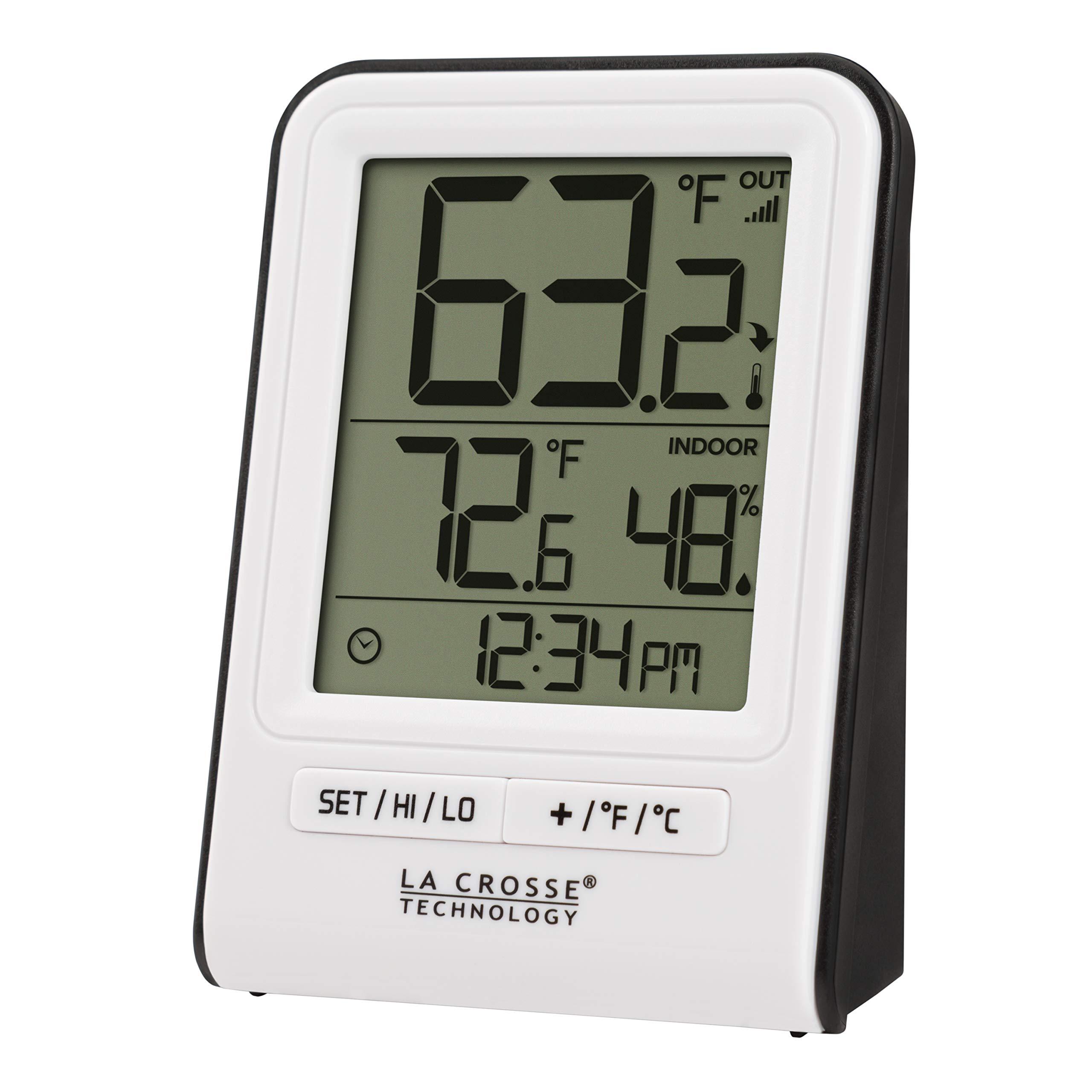 La Crosse Technology La Crosse Technology Wireless Indoor/Outdoor Temperature Monitor with Hi/Low Records, Humidity, 12/24 Hour Time - 330 Foot Transmission Range