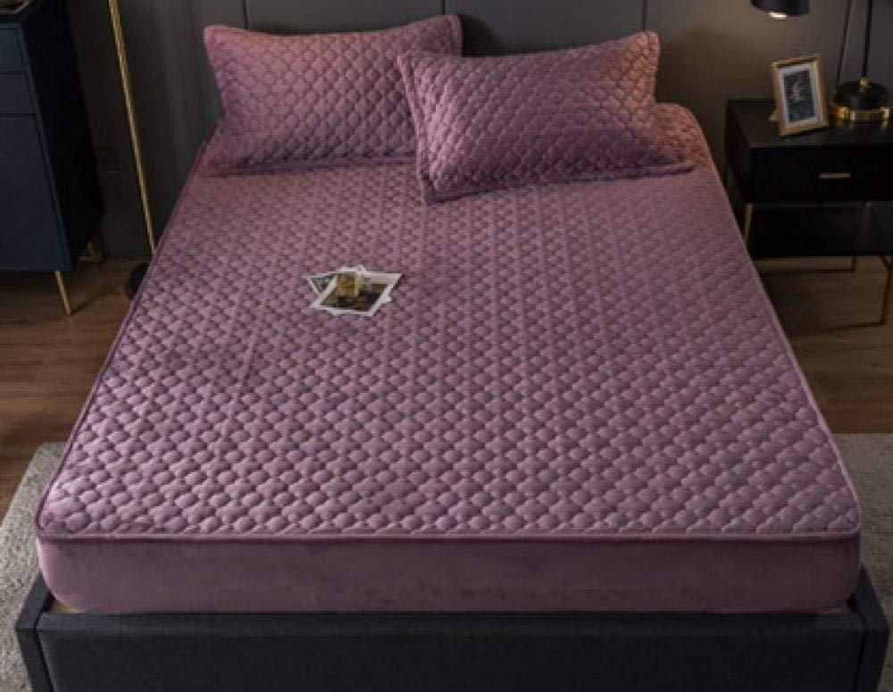 N / A N / A Deep Fitted Bed Sheet,Crystal Velvet Padded Fitted Sheet, Mattress Cover, Single Double King Size Bed Set-Pink_180cm220cm