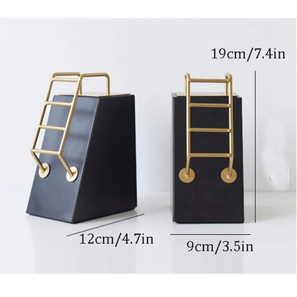 RSLEE RSLEE Bookends for Shelves Bookends Book Stoppers Decorative Book Ends Ladder Design Bookend Reading Book End Bookshelf Decor for Office Book Ends for Heavy Books (Color : Black-2pair)
