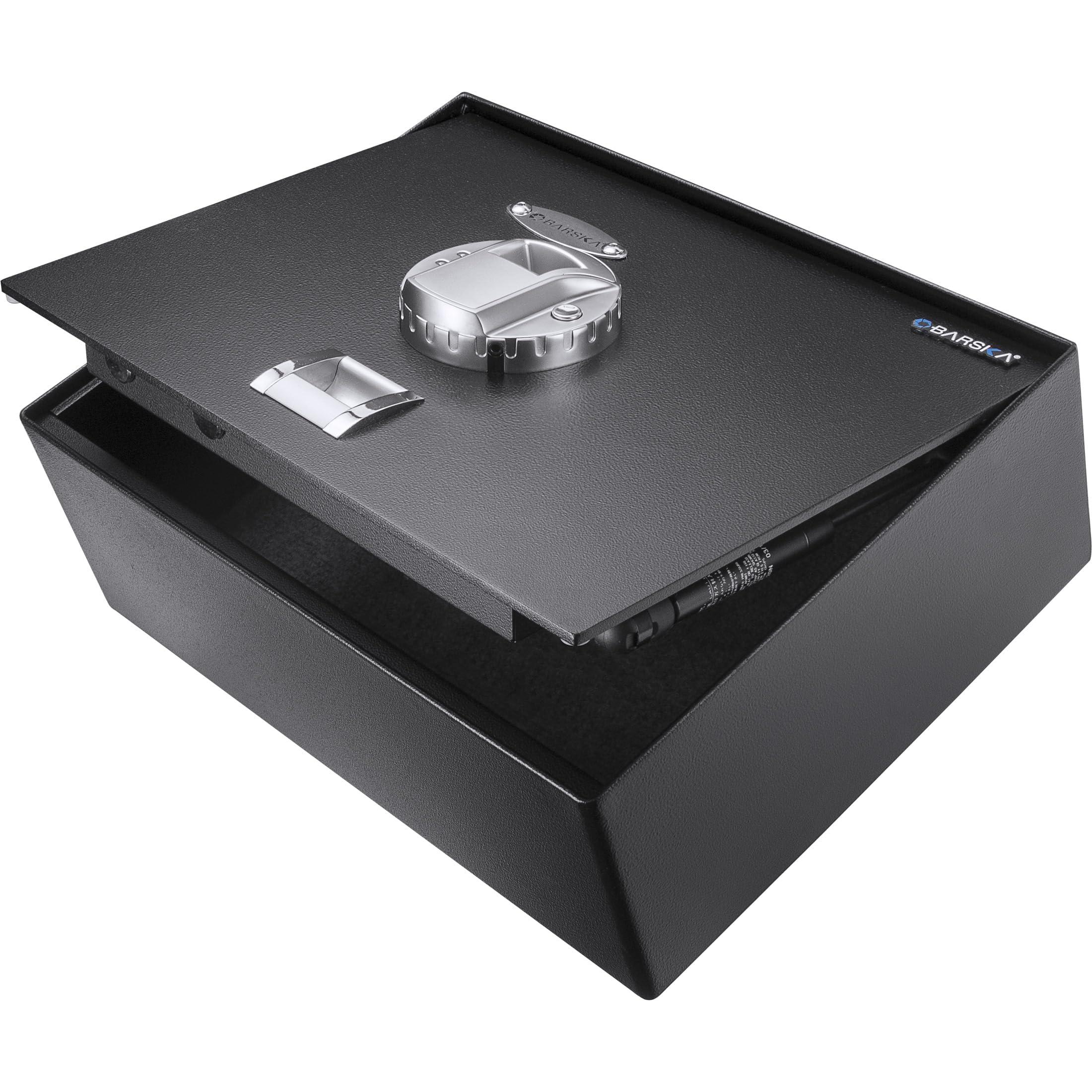BARSKA BARSKA AX11556 Biometric Fingerprint Top Opening Security Drawer Safe Box 0.23 Cubic Ft, Multi, One Size , Black , 14.75 x 11.25 x 5