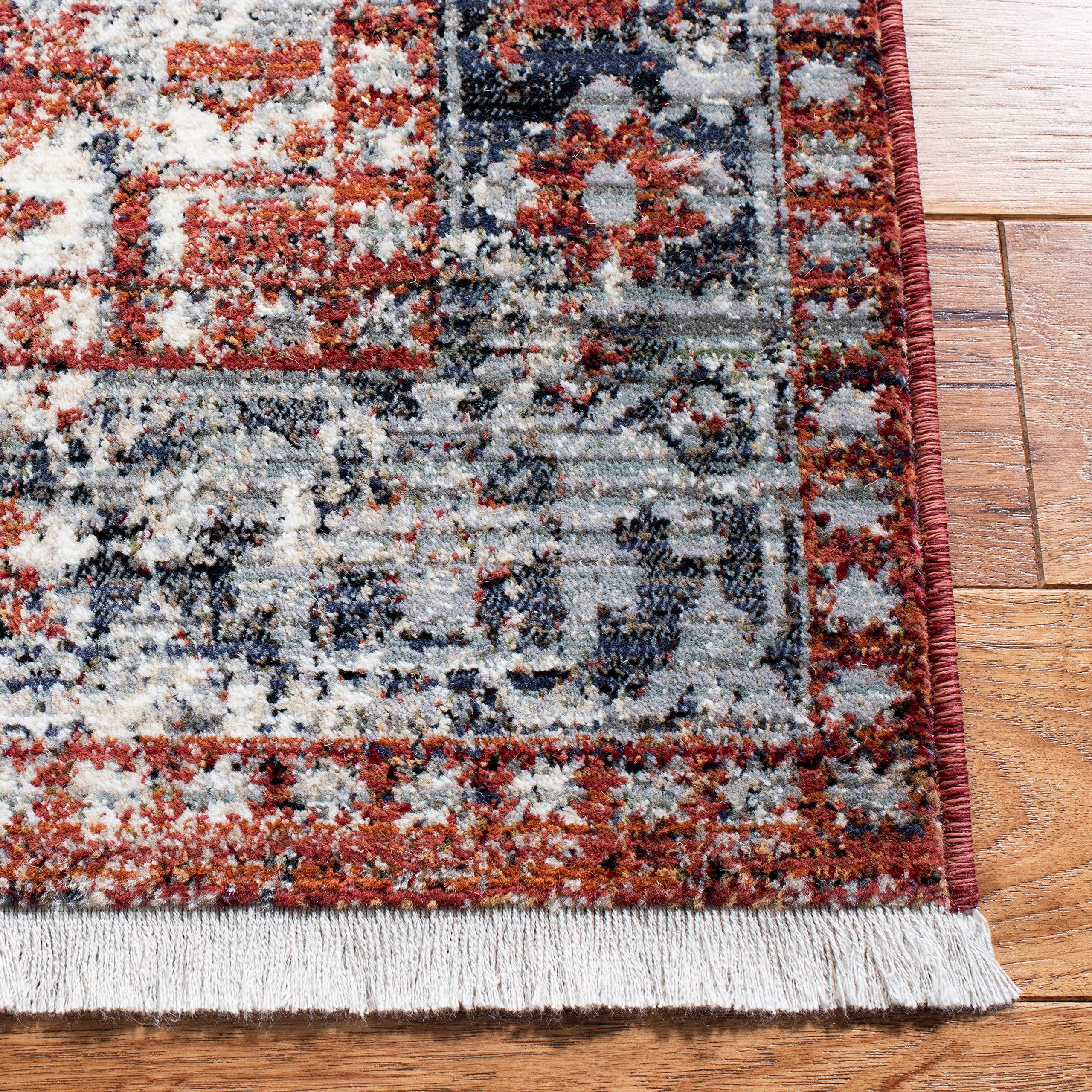 Safavieh SAFAVIEH Herat Collection Area Rug - 5'3" x 7'7", Rust & Creme, Oriental Medallion Distressed Design, Non-Shedding & Easy Care, Ideal for High Traffic Areas in Living Room, Bedroom (HRT392A)