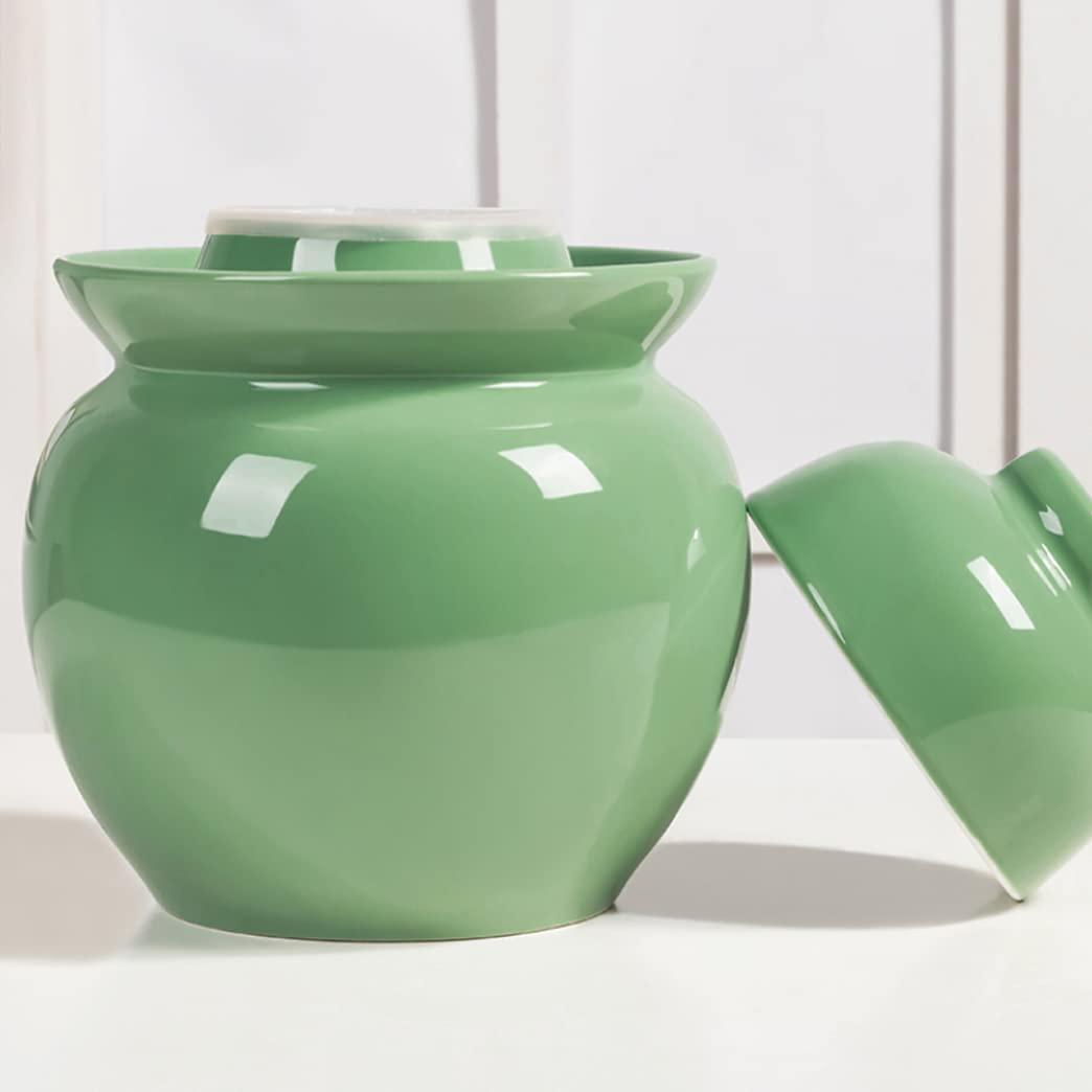 QPZK QPZK Traditional Chinese Porcelain Pickle Jar, Ceramic Fermentation Crock Pickling Pot,Fermenting Jar with Water Seal Airlock Lid Stoneware Fermenter for Sauerkraut green-10KG