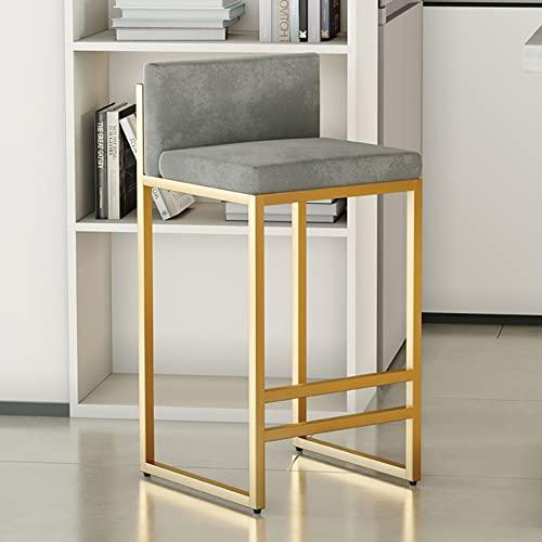 Lsoiup Bar Stools Set of 1/2 Modern Metal Bar Stools with Golded Footrest Velvet Dining Bar Chairs Seat for Kitchen Island