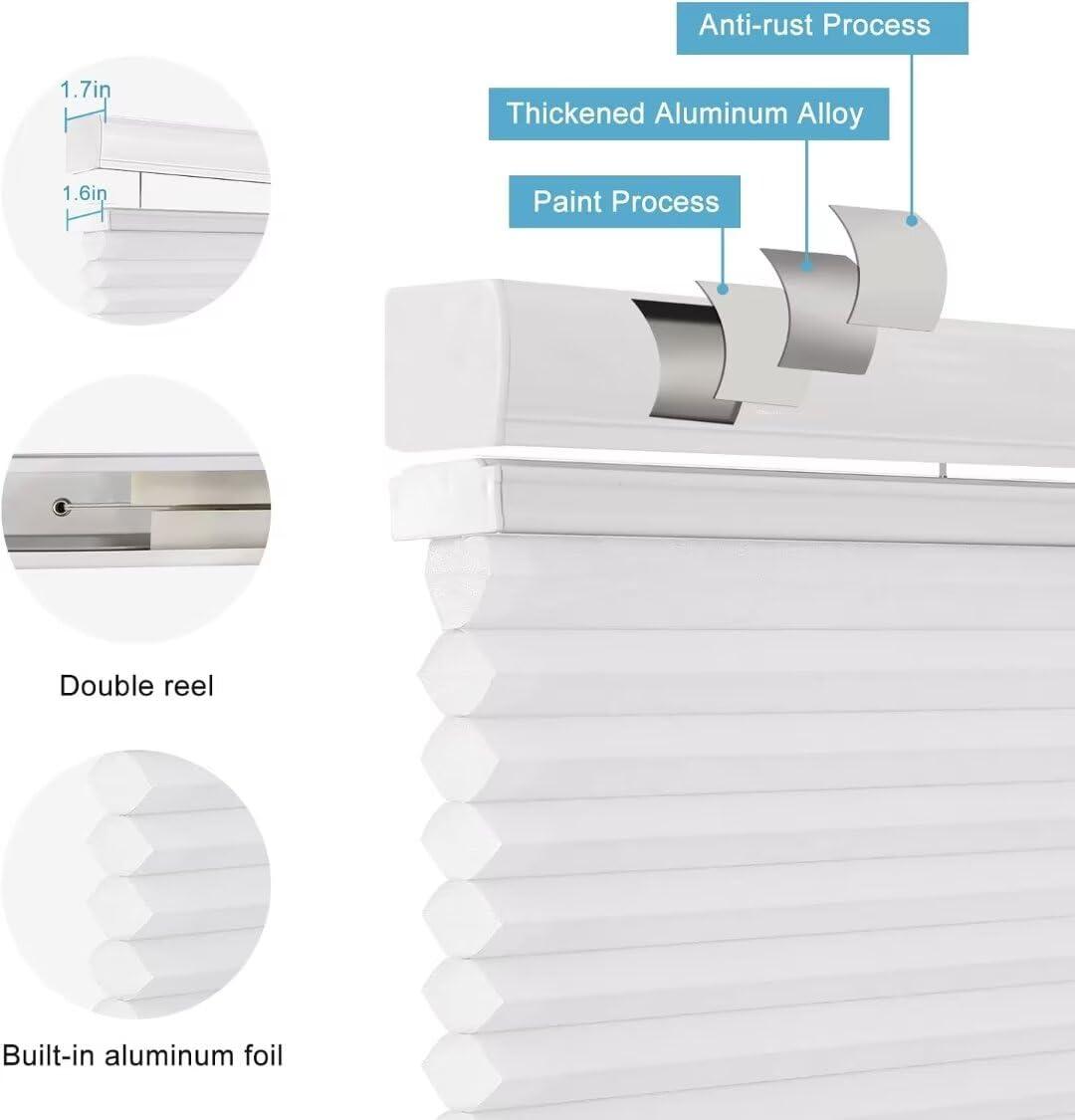 MYshade MYshade Custom Top Down Bottom Up Cellular Shades Light Filtering Up Down Window Blind Cordless Cellular Blinds & Shades Easy to Install 83" W x 48" H White