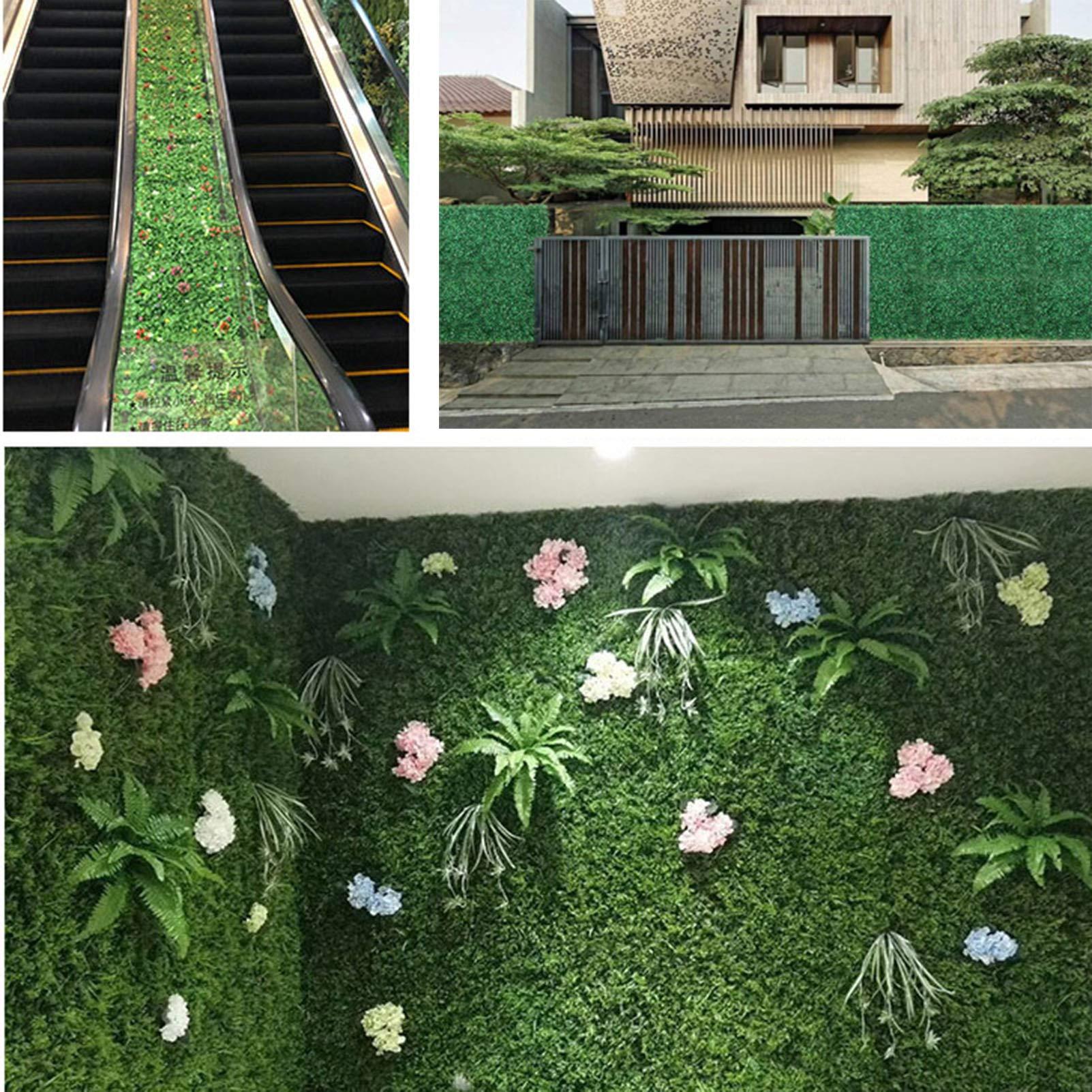 QIAOH QIAOH Artificial Boxwood Panels 24PCS, Faux Hedge Wall Backdrop, Artificial Grass Wall, Green Boxwood Wall Mat for Outdoor, Balcony, Garden Fence Screen and Indoor Wall Decoration