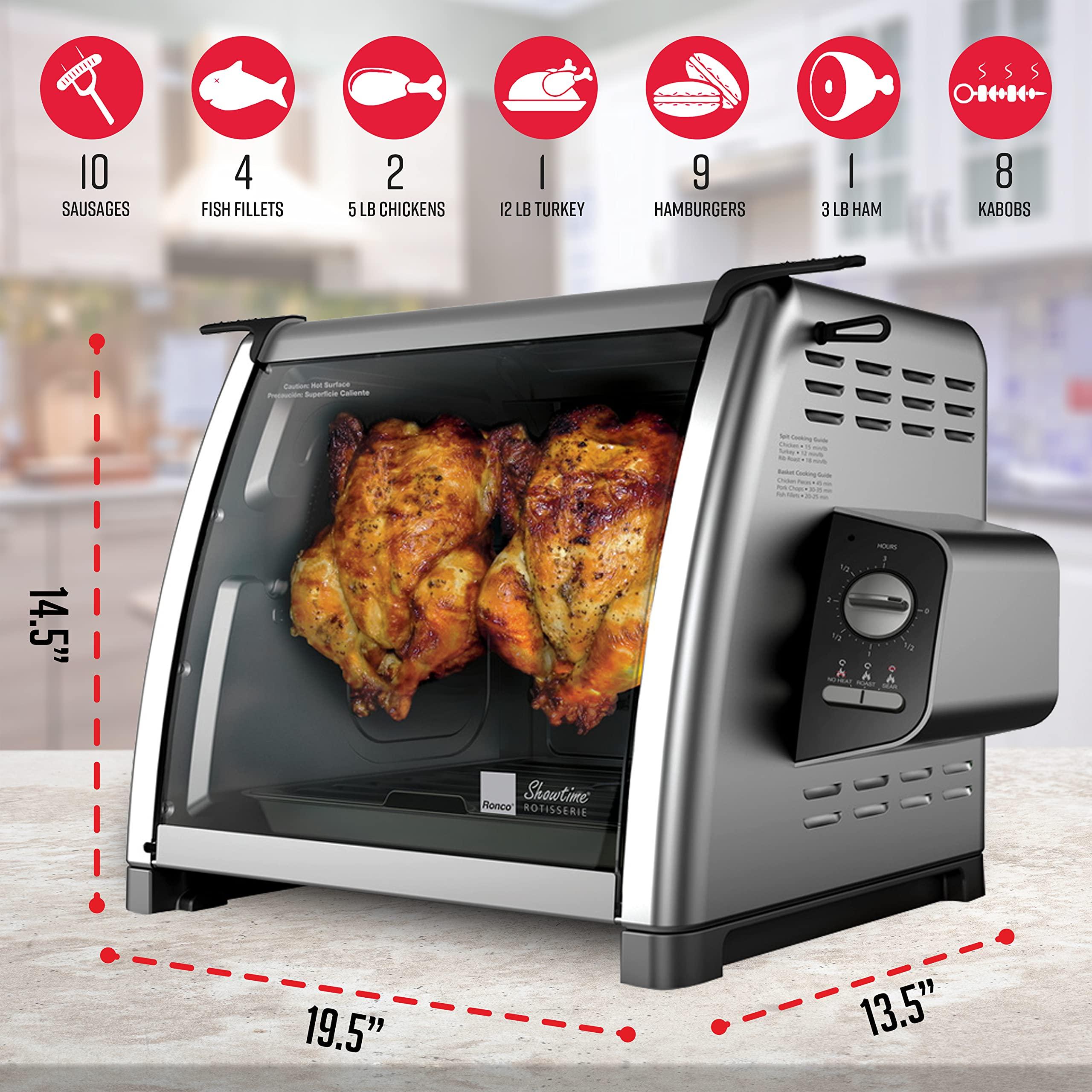 Ronco Ronco 5500 Series Rotisserie Oven, Stainless Steel Countertop Rotisserie Oven, 3 Cooking Functions: Rotisserie, Sear and No Heat Rotation, 12-Pound Capacity