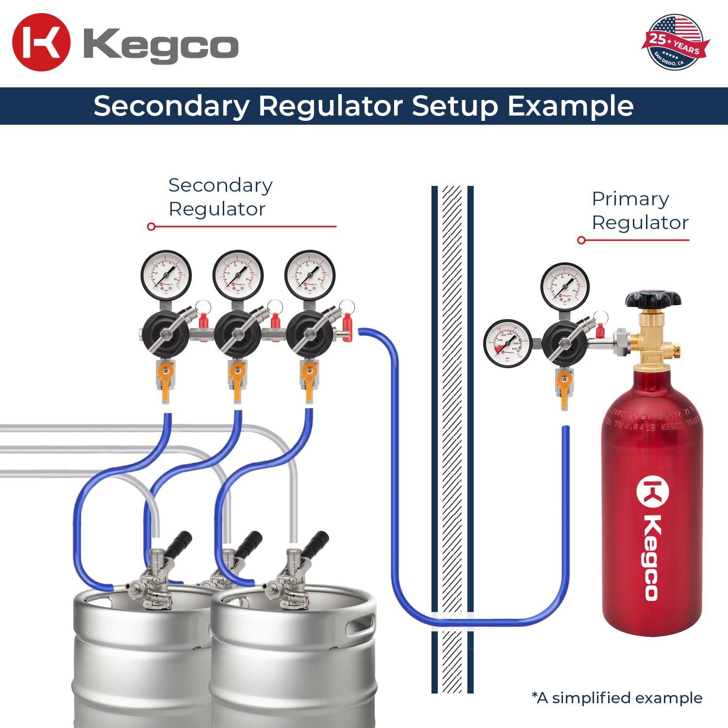Kegco Kegco Secondary Regulator, Triple Gauge, Chrome
