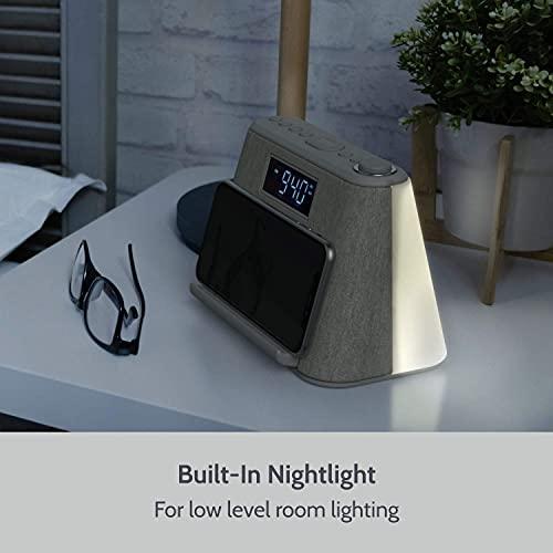 i-box i-box Digital Alarm Clock Radio, Bedside LCD Alarm Clock with USB Charger & Wireless QI Charging, Bluetooth Speaker, FM Radio, RGB Mood LED Night Light Lamp, Dimmable Display and White Noise Machine