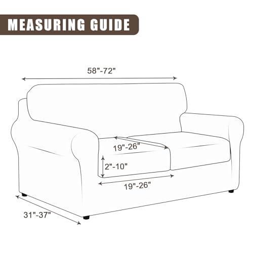 SearchI SearchI Stretch Sofa Cover Printed Couch Cover, Floral Pattern 3 Pieces Loveseat Slipcover with 2 Separate Cushion Cover, Washable Furniture Protector for Living Room(Loveseat, Maple Leaf Pattern)