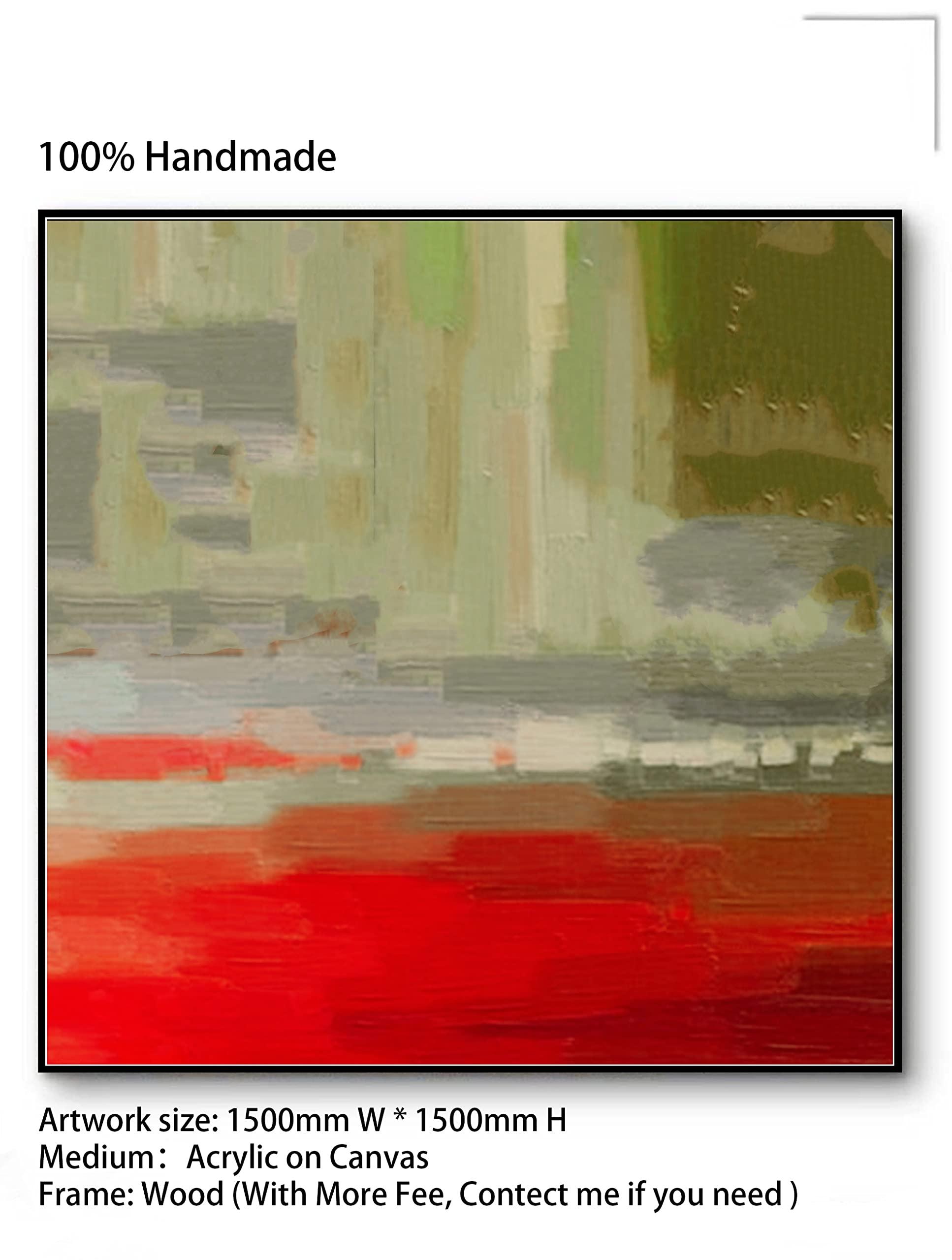 Generic Large 3D Red Texture Abstract Painting, Original Red Abstract Wall Art, Landscape Abstract Painting, White Texture Painting Living Room Art 32x32 inches