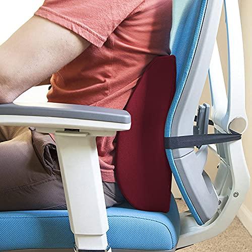 DMI DMI Lumbar Support Pillow for Chair to Assist with Back Support with Removable Washable Cover to Ease Lower Back Pain while Improving Posture, 14 x 13 x 5, Contoured Foam, Premium,Burgundy