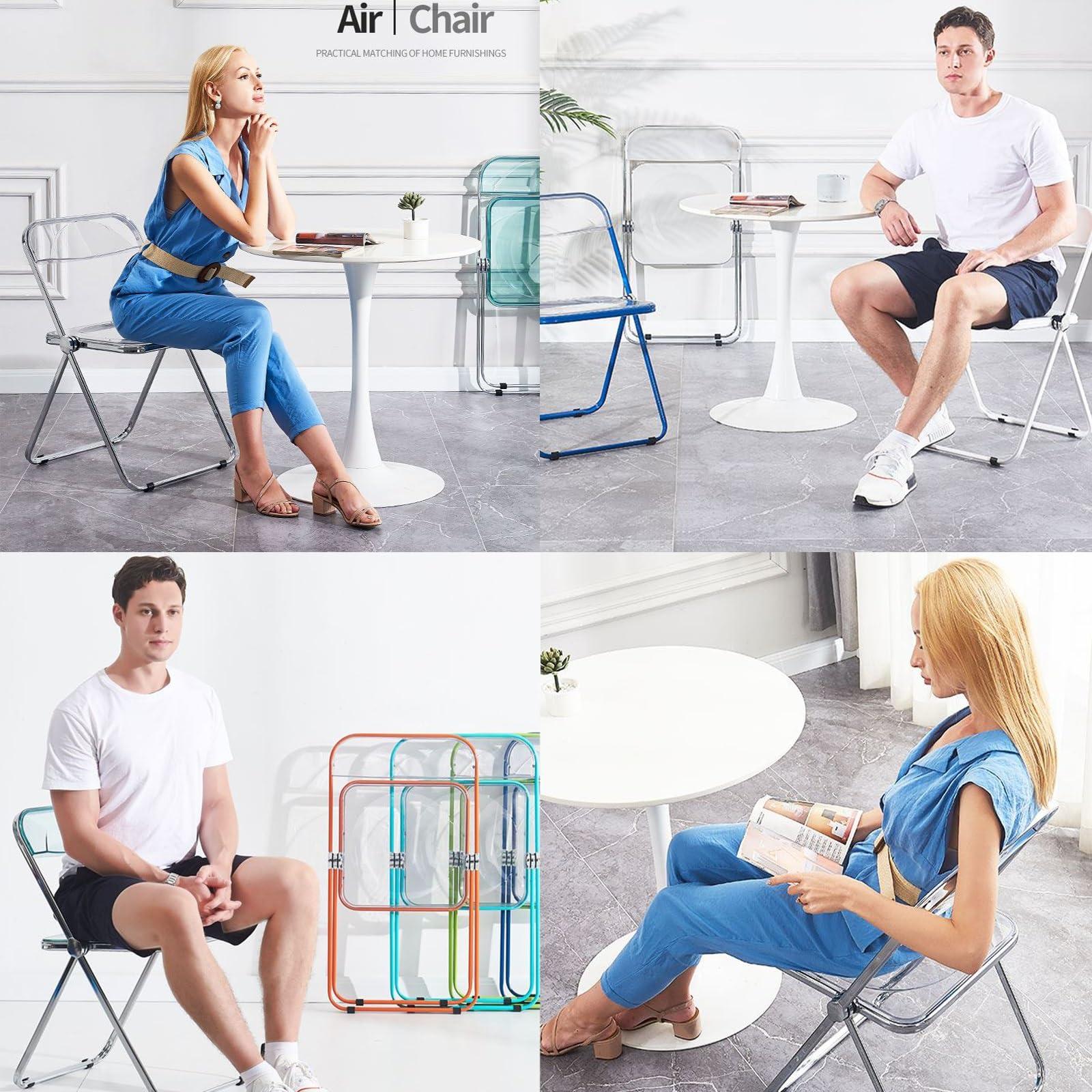 Diodceraic Acrylic Chair,Clear Chair Foldable And Stackable,Acrylic Folding Chair, Transparent Modern Clear Folding Dining Chairs,Transparent Armless Foldable Chair,for Bedroom, Living Room, Dining,Study Room (