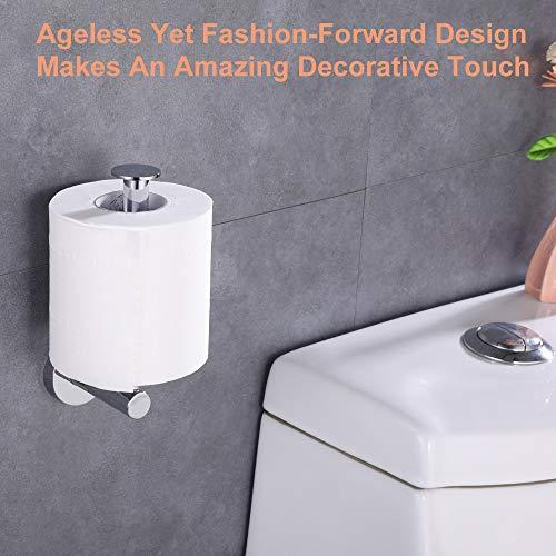 Aomasi Vertical Toilet Paper Holder, Aomasi Stainless Steel Modern Bathroom Chrome Tissue Hanger with Round Plate, Standing Style TP Roll Storage, Wall Mounted