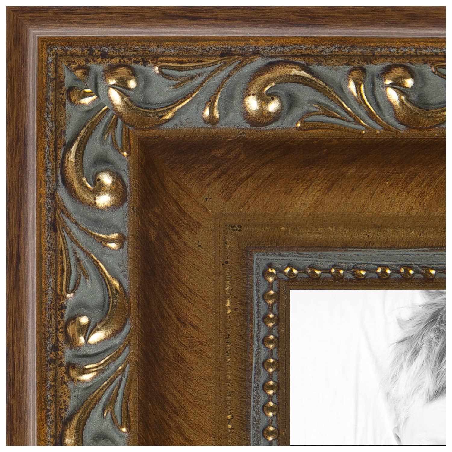 ArtToFrames ArtToFrames 24x24 Inch Gold Picture Frame, 2 - Pack, This 1.40 inch Custom Wood Poster Frame is Dark Gold, Comes with Economy Acrylic (Frame_Pack_2_D6301-24x24)