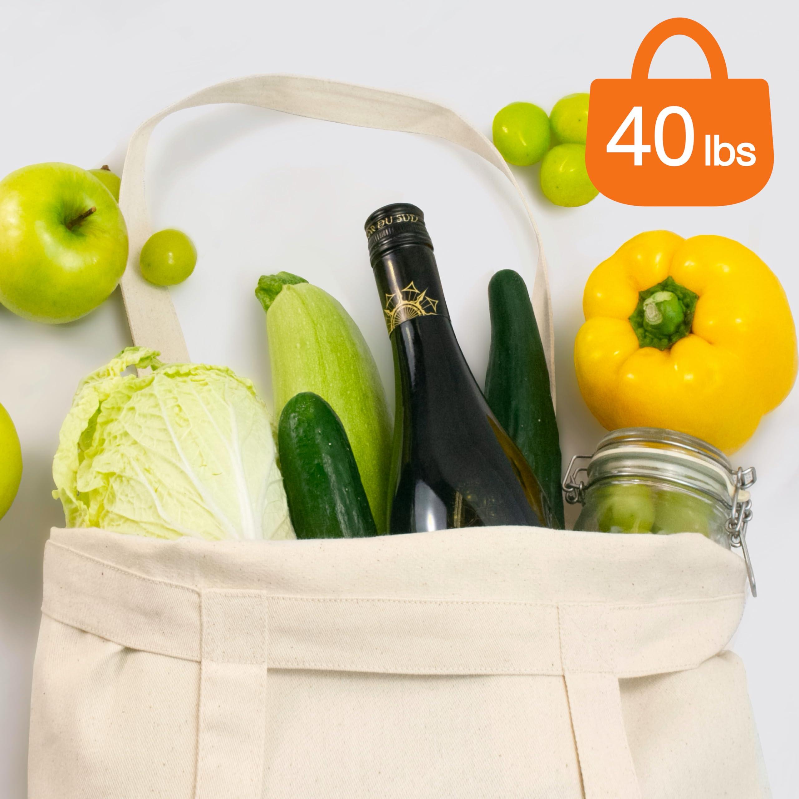 Phicorn Phicorn Blank Canvas Tote Bags Bulk - 7oz 100% Cotton, 15\"x16\", Reusable Grocery Bags - Plain Tote Bag for Craft and Painting (24-Pack)