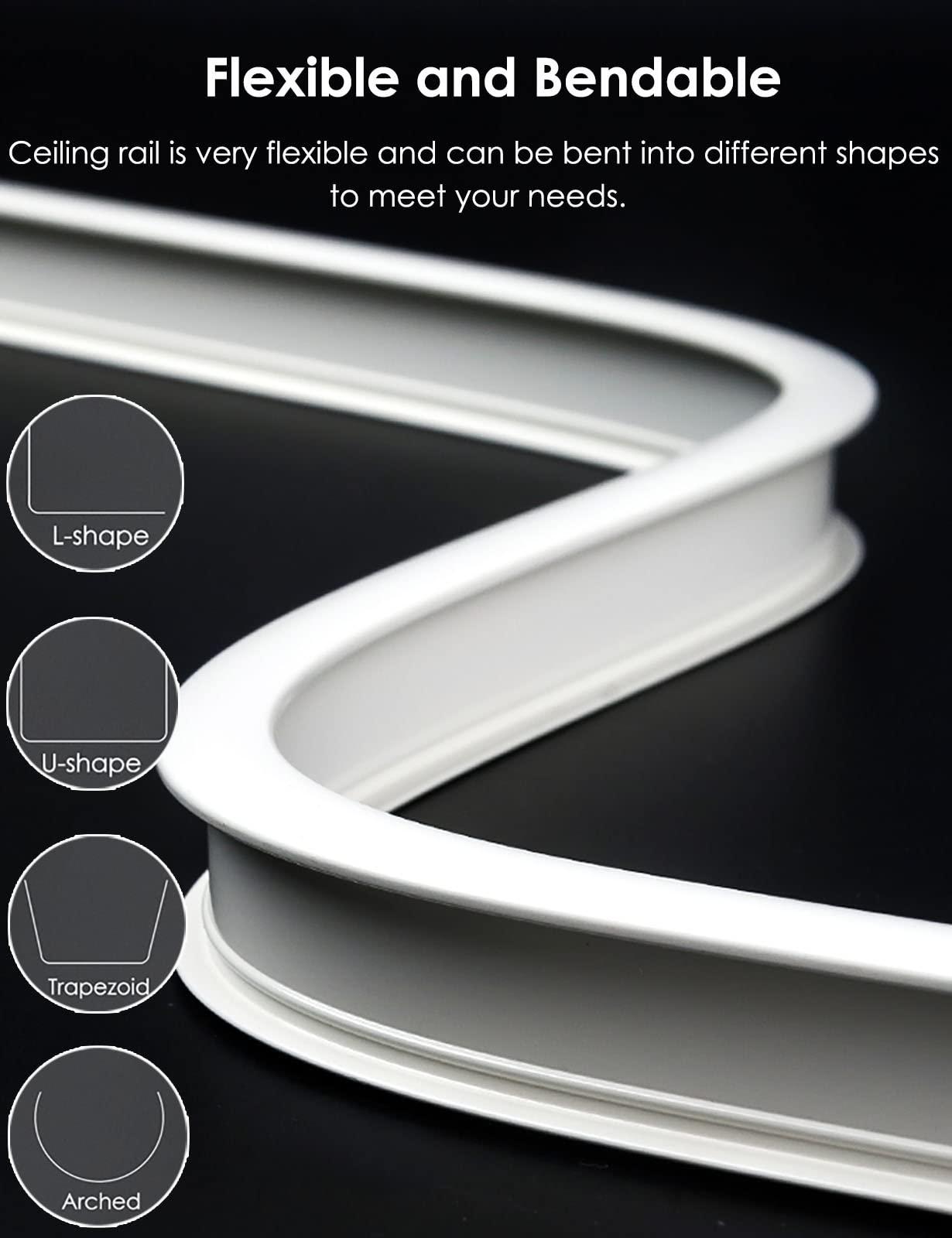 SRNSAEB SRNSAEB Aluminum Ceiling Curtain Track System with Hooks and Accessories, Flexible Bendable Curtain Rail for Oversized Window/Room Divider (Size : 3m/9.8ft)