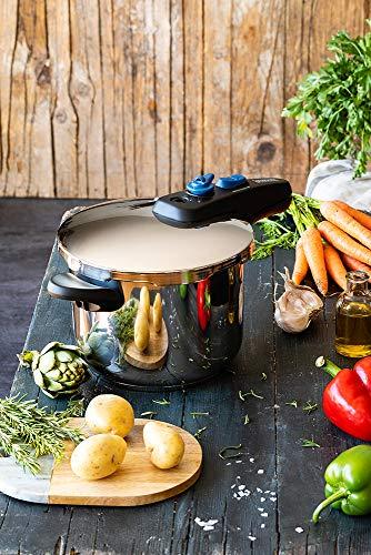 Monix Monix Veloce | 7 Litre Rapid Pressure Cooker, Triple Safety System, Two System of Fusion, Silver, 18/10 Stainless Steel, 22 cm