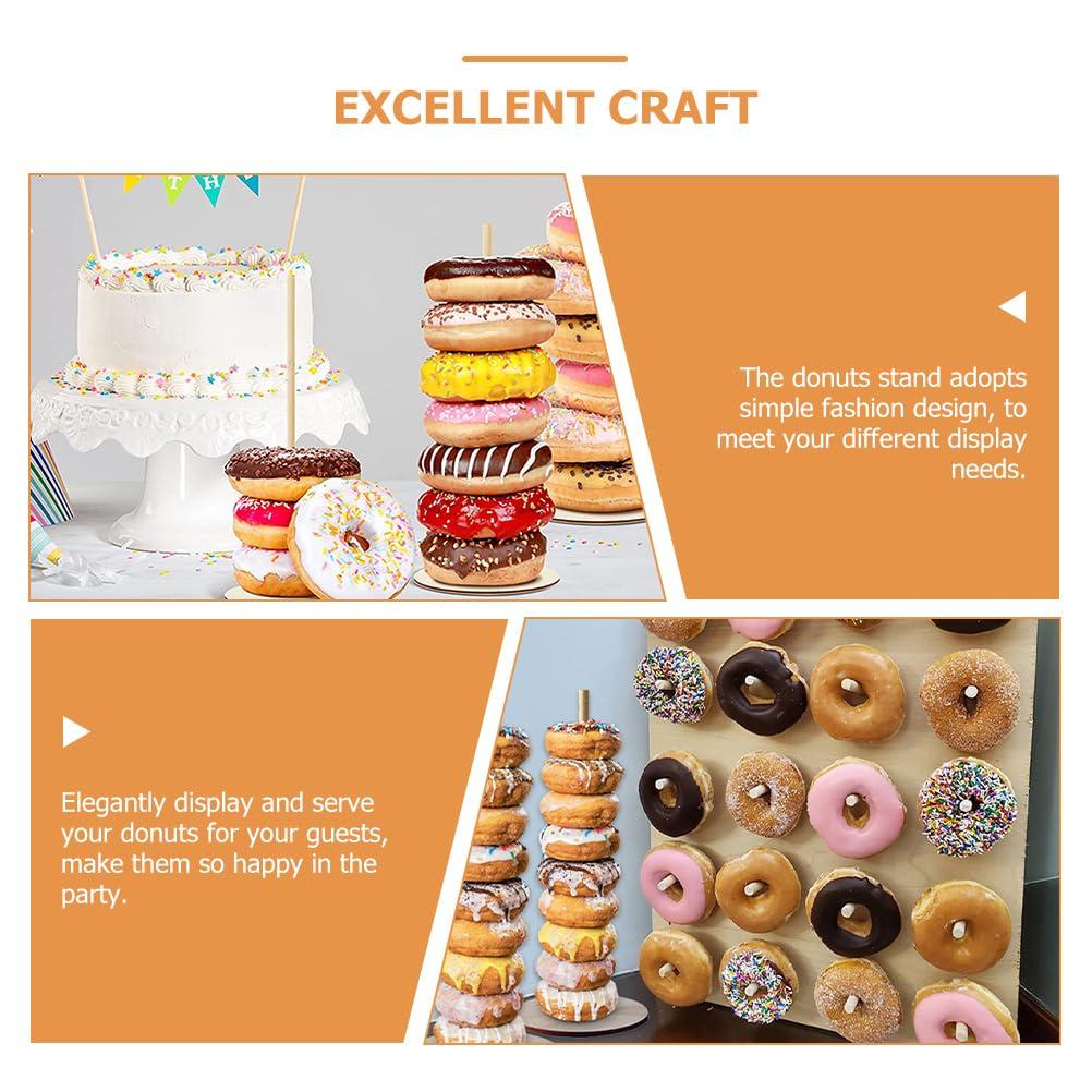 Abaodam Abaodam 8 Pcs Donut Tower Bagel Holder Stand Onion Ring Holder Treat Stands Donut Stand for Party Wood Donuts Bar Dessert Table Stands Donuts Treat Stand Donut Bar Wooden Decorations Baby
