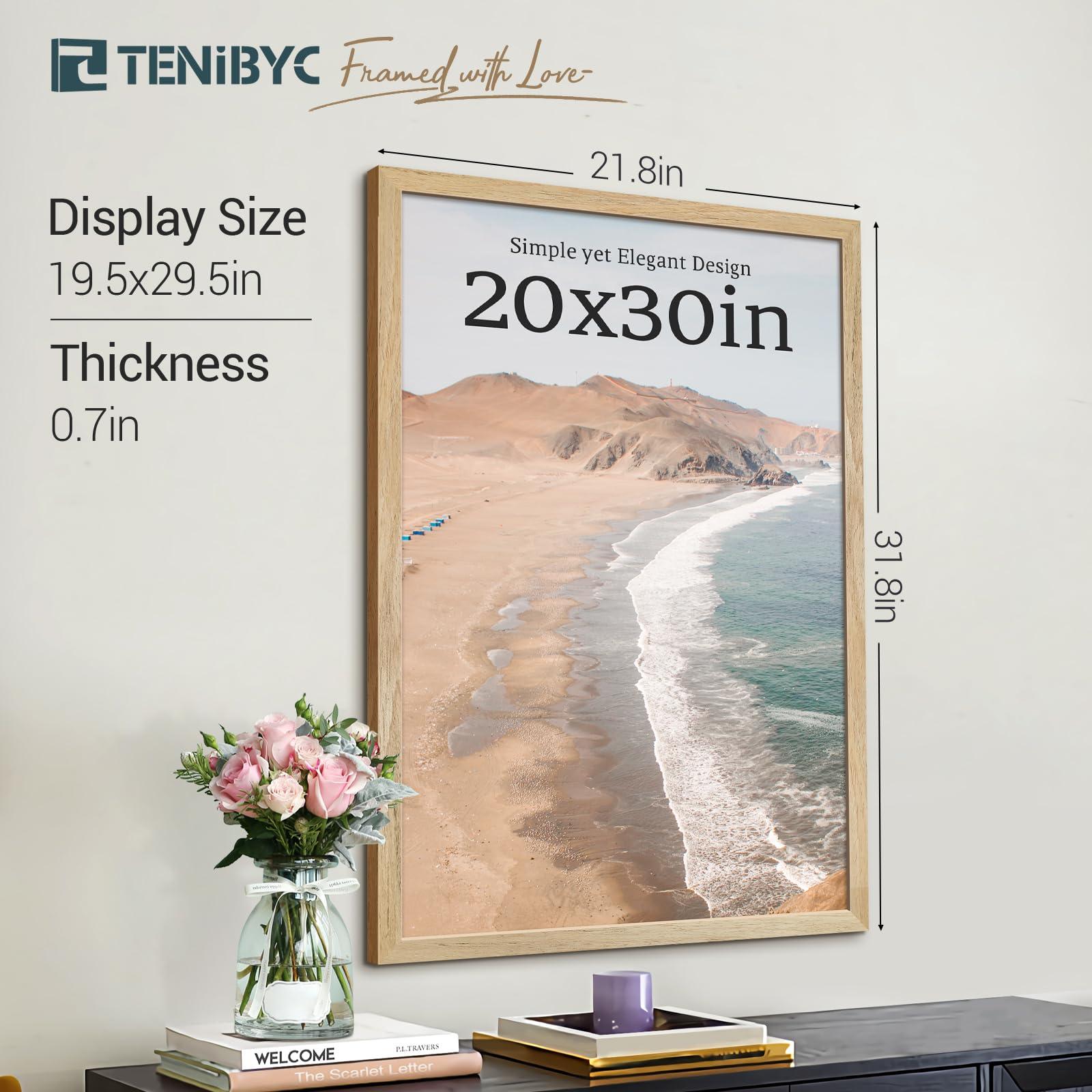 TENIBYC TENIBYC 20x30 Poster Frame Set - 4 Pack, Textured Natural Solid Wood Picture Frame, Wall Gallery Frame - Wall Hanging
