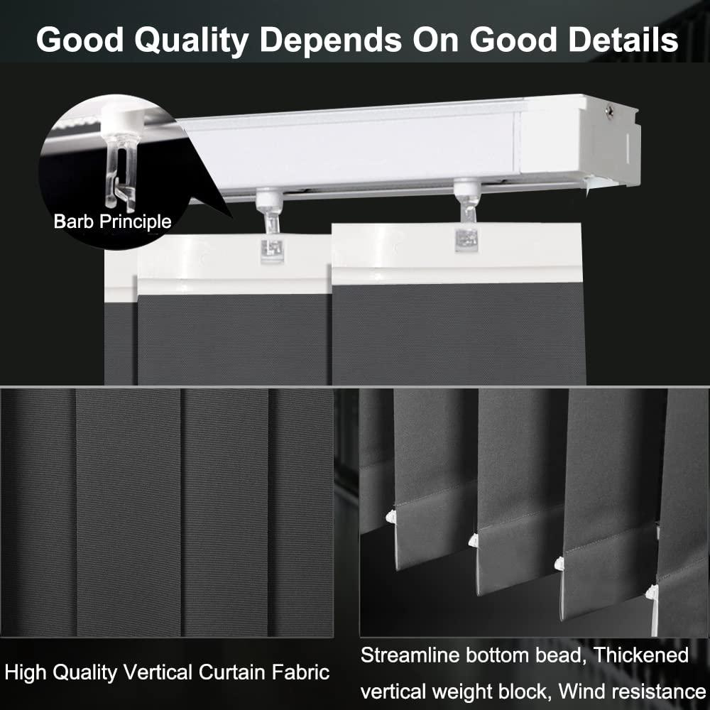 LETAU 100% Blackout Vertical Window Shades, 3.5inch Slat Fabric Thermal Insulated Energy Saving UV Protection Decoration Vertical Window Blinds