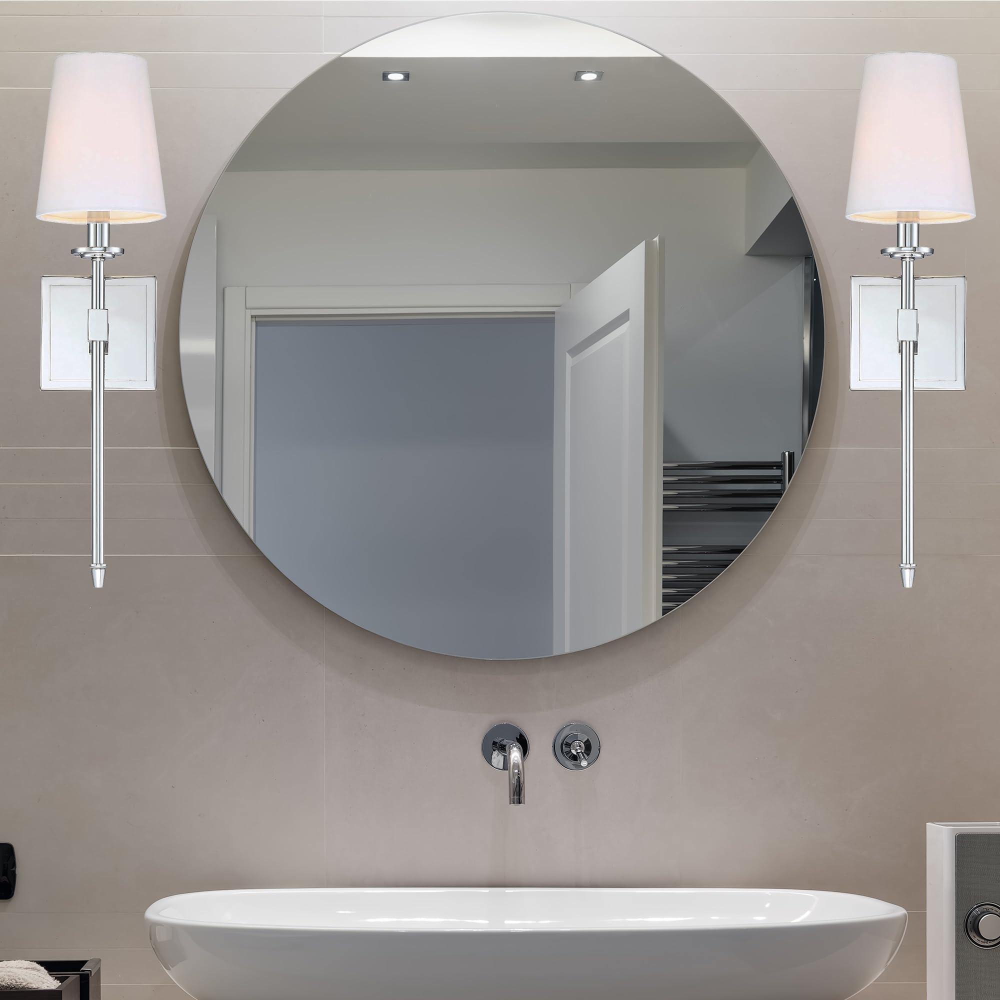 Kira Home Kira Home Torche 20" Wall Sconce/Wall Light + Linen Shade, Chrome Finish