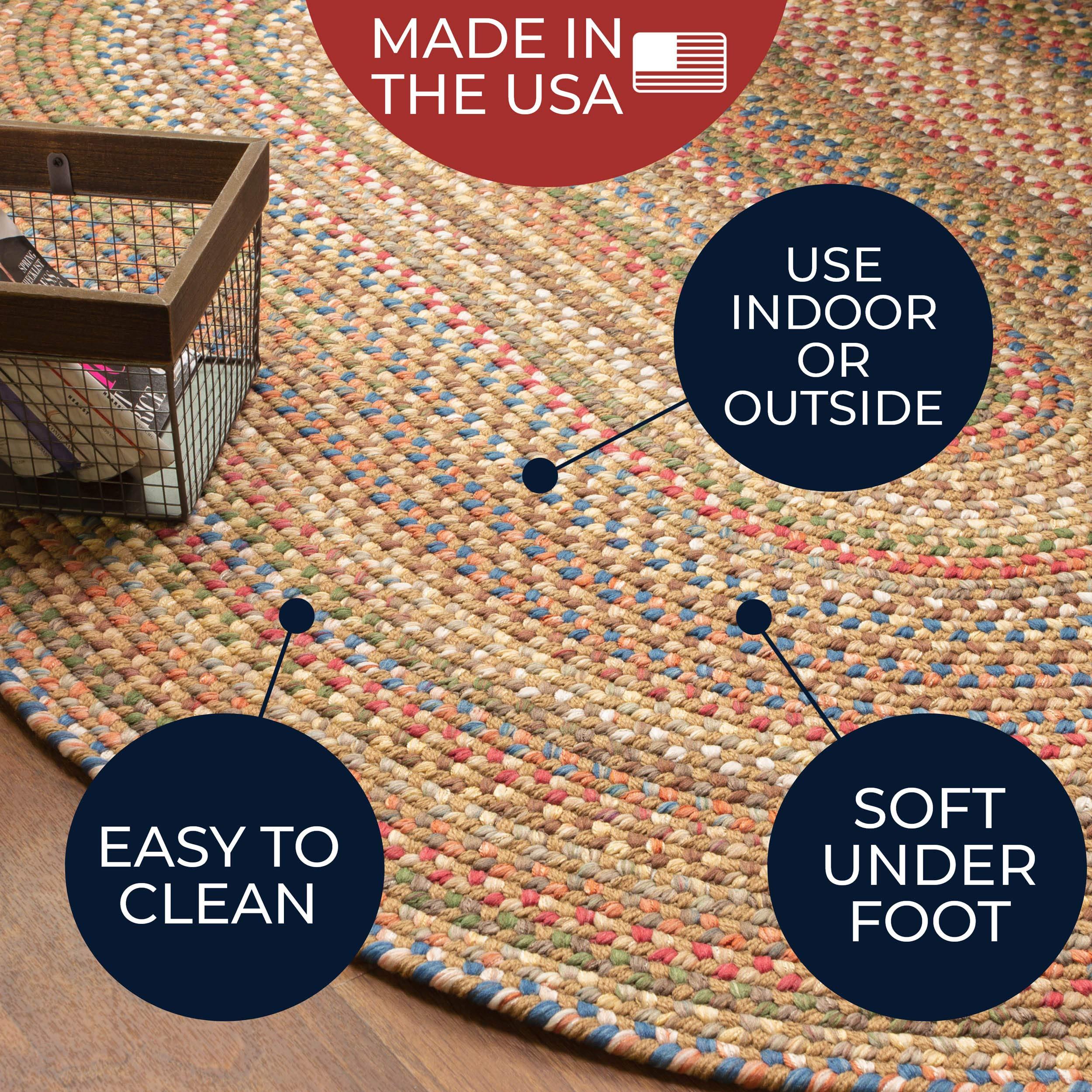 Super Area Rugs Super Area Rugs Roxbury American Made Braided Rug for Indoor Outdoor Spaces, Straw Beige/Natural Multi, 3' X 5' Oval