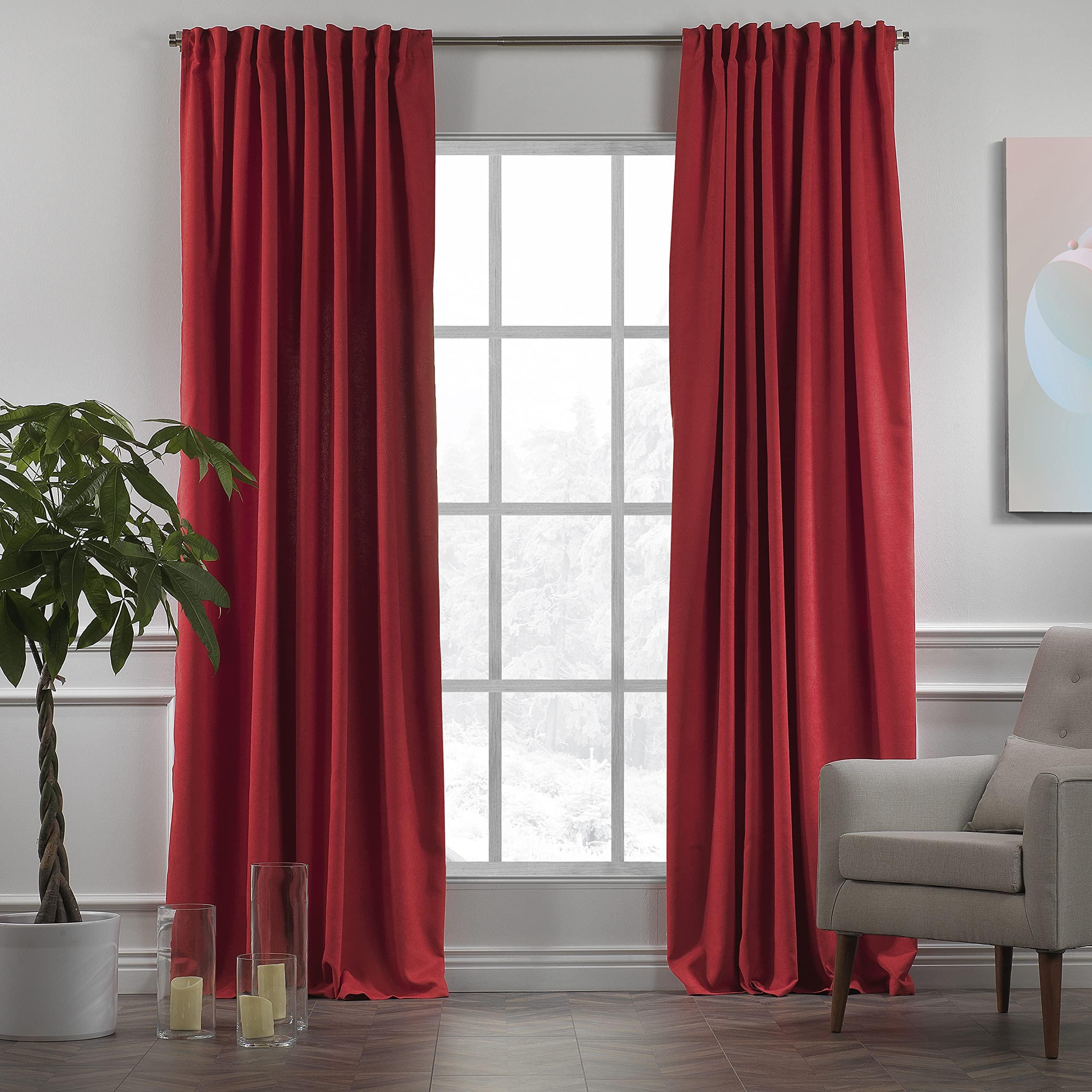 CASANEMA CASANEMA Extra Long Faux Velvet Look Thermal Insulated 100% Blackout Linening Room Darkening Noise Reducing (1 Panel) Hanging Back Tab 5-25 Feet Custom Made Curtains - Made in Turkey