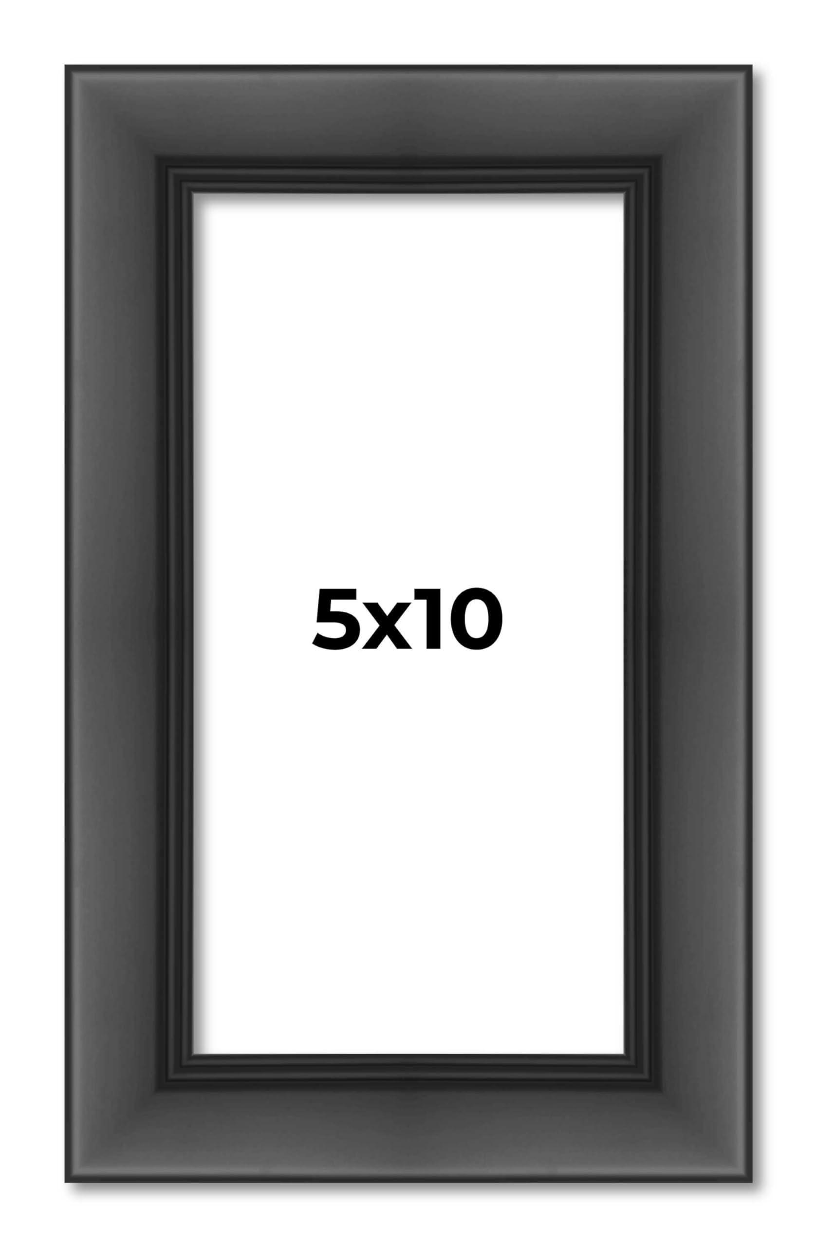 CountryArtHouse CountryArtHouse 5x10 Frame Black Solid Wood Picture Frame - Complete Modern Photo Frame Includes UV Acrylic Plexiglass, Acid Free Foam Backing Board and Hanging Hardware
