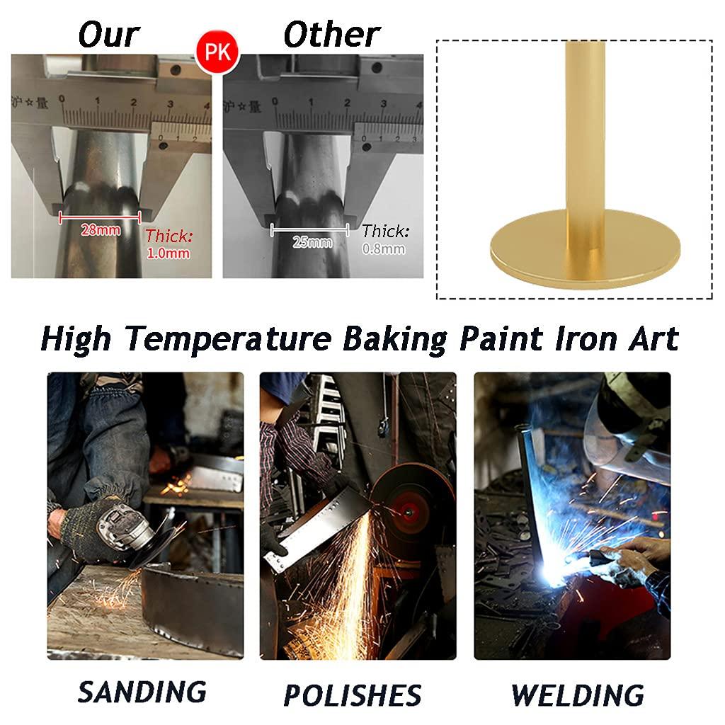 HQBL HQBL Portable Modern Kitchen Bar Table - Round/Square Marble Top Standing Pub Tables - 70/90/110cm Height Party Bar Table,Golden Iron Bracket(White/Black)