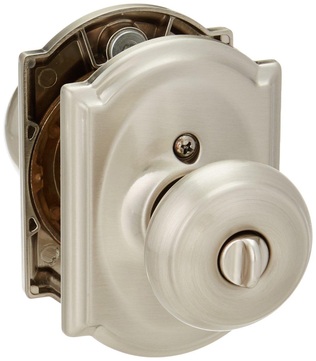 SCHLAGE Schlage Lock Company F51AGEO619CAM F51A Georgian 619 CAM Camelot Deco Rose Entry Door Lock Satin Nickel