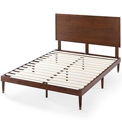 Zinus ZINUS Raymond Wood Platform Bed Frame with Adjustable Wood Headboard, Solid Wood Foundation, Wood Slat Support, No Box Spring Needed, Easy Assembly, King, Brown