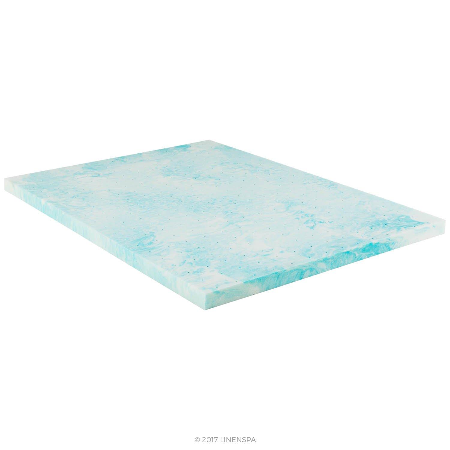 Linenspa LINENSPA 3 Inch Gel Swirl Memory Foam Mattress Topper Cooling Gel Infused Pressure Relieving CertiPUR Certified - Queen