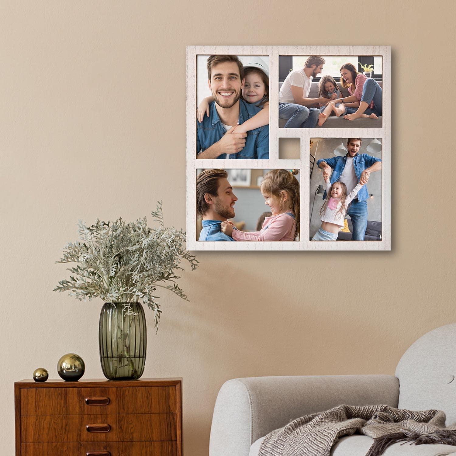 MONT PLEASANT MONT PLEASANT Collage Picture Frame 5x7 4-Opening Rustic Farmhouse Collage Photo Frames 4X6 with Mat Family Muti Frame for Wall Decor Hanging or Tabletop Display White