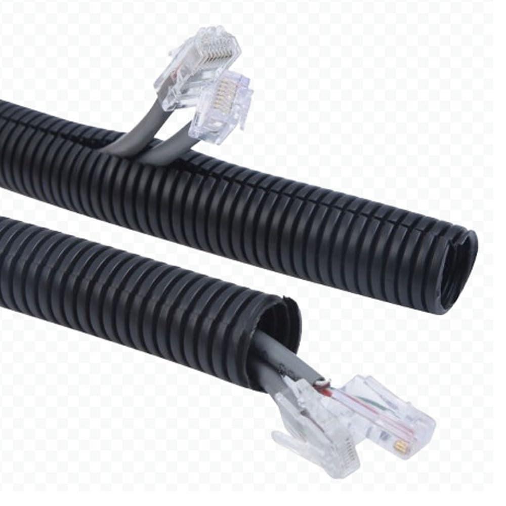 Zangboer 30 FT 1/4 Wire Loom Split Tubing,Dog Cat Cord Protector,Split Wire Loom Tubing Wire Conduit Black (30FT 1/4")