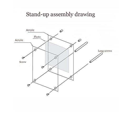 BFRed Acrylic Photo Frame 4x6 inch Brackets Or Hanging Picture Frames,File Certificate Photo Frame Wall Mount Floating and Desktop Photo Frame