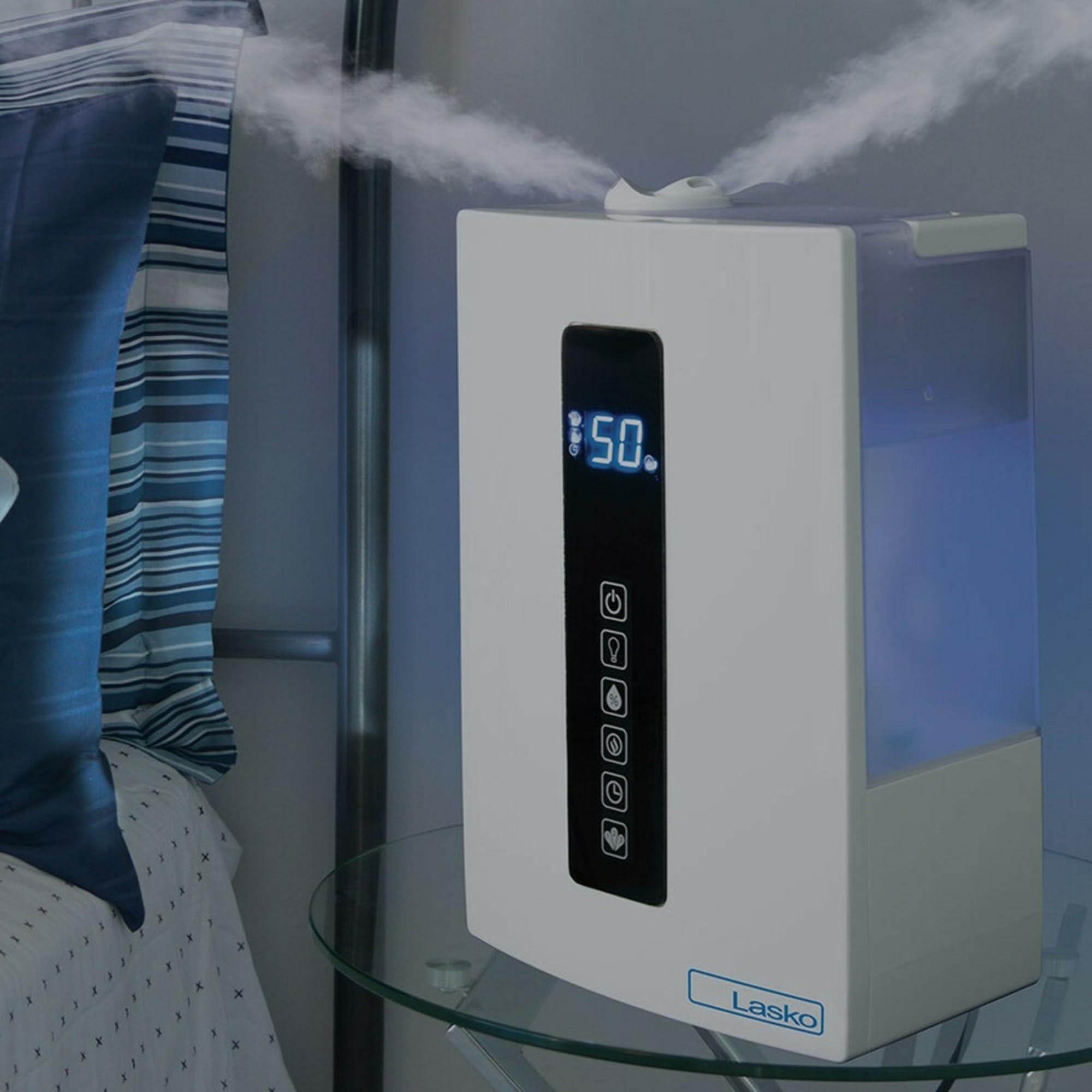 Lasko Lasko UH300 Warm and Cool Mist Humidifier with Humidistat and Timer, Quiet, Soothing Ultrasonic Dual Mist Humidifiers for Baby Nursery, Bedroom, Kids, Large Room and Home, 4.9L Tank, No Filter