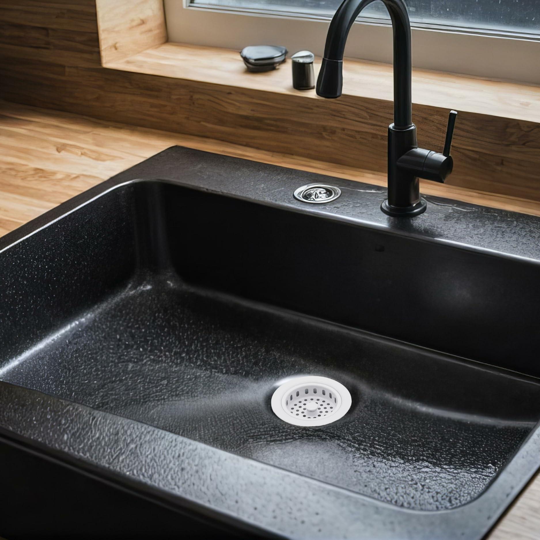 Westbrass Westbrass D214-50 3-1/2" Post Style Large Kitchen Sink Basket Strainer, 1-Pack, Powder Coat White