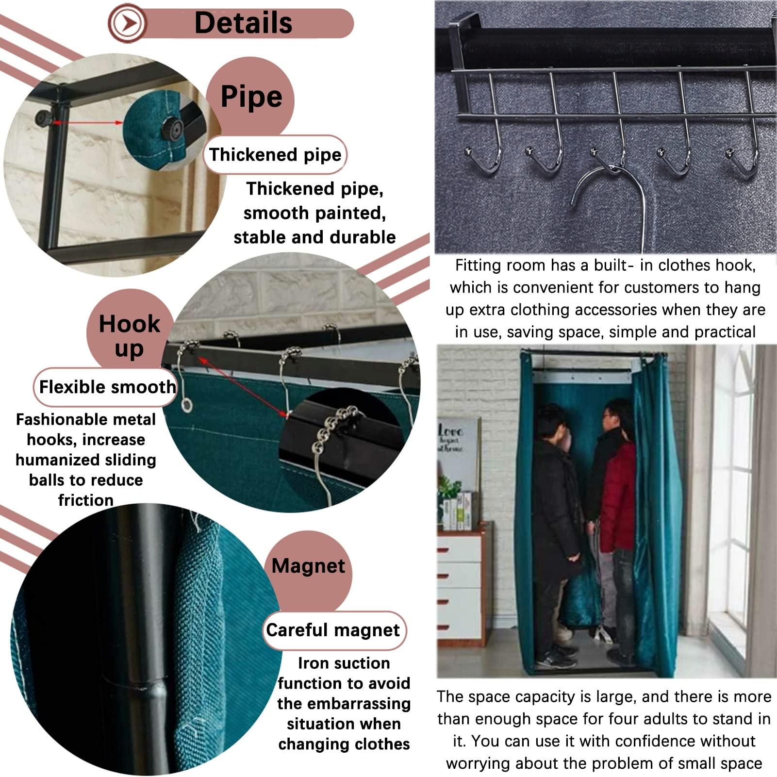 XUEHONG001 XUEHONG001 Clothing Store Fitting Room, Temporary Locker Room, Simple Detached Changing Room for Shopping Malls Office Outdoor Stall, Privacy Protection Blackout Curtain Kit