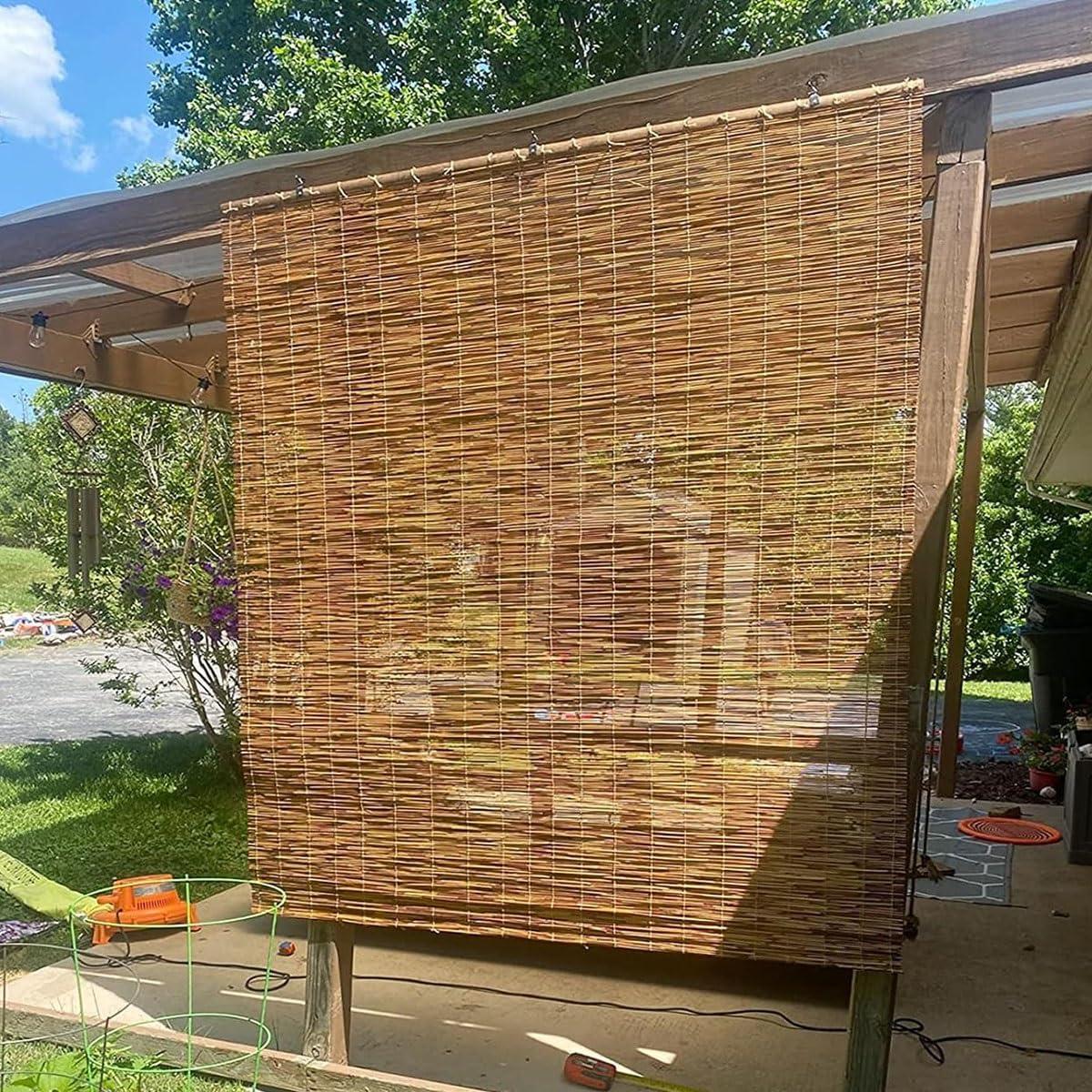 VELLOW Matchstick Cordless Window Shade, Natural Bamboo Roman Blinds Sun Shades 30x72in 60x84in 24x48in Light Filtering Roll Up Reed Shade for Indoor/outdoor Garden Bamboo Privacy Shades (Size : W24 x H60