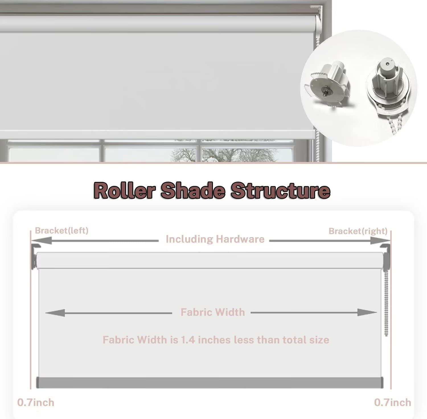 LOHOU Blackout Roller Window Shades and Blinds for Indoor Windows Waterproof Home Shower Office Privacy Custom French Door Shade Room Darkening Blinds (Cool Silver 100% Blackout, 21" W x 72" H)