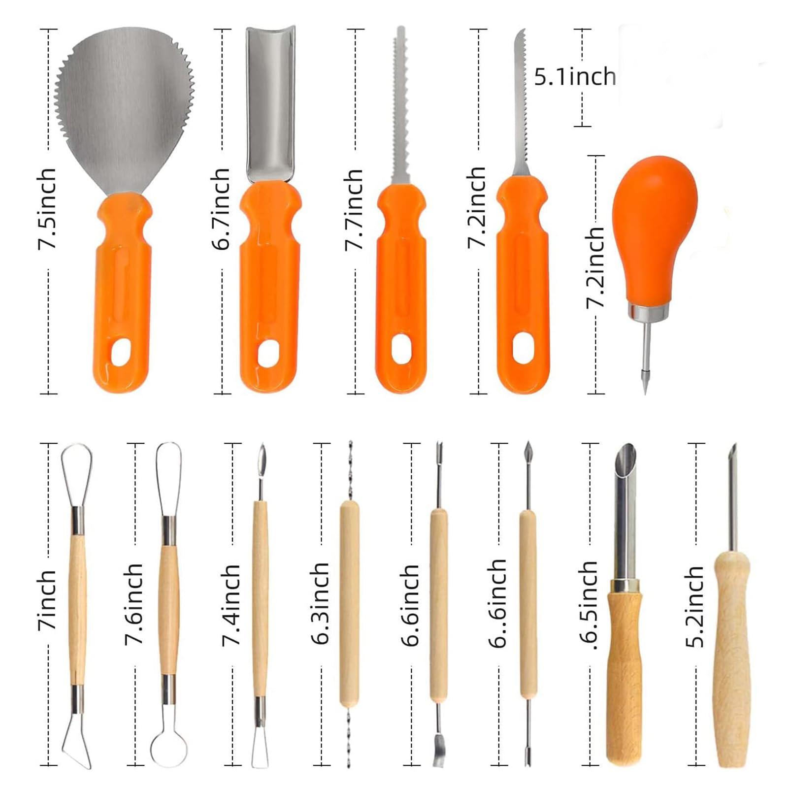 Eljeczt Halloween Pumpkin Carving Tools Professional Pumpkin Cutting Carving Supplies Tools Kit Stainless Steel Heavy Duty Sculpting Tool For Carving Pumpkin And Other Fruits, 8pcs