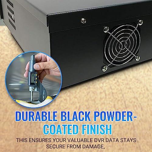 ARES VISION Heavy Duty Steel 18\" x 18\" x 5\" DVR/PC Security Lock box with 16 Gauge steel walls, Exhaust Fan, Great electonics lock box for stores, gyms, classrooms, and any public place (BLACK, 21\"x24\"x8\")