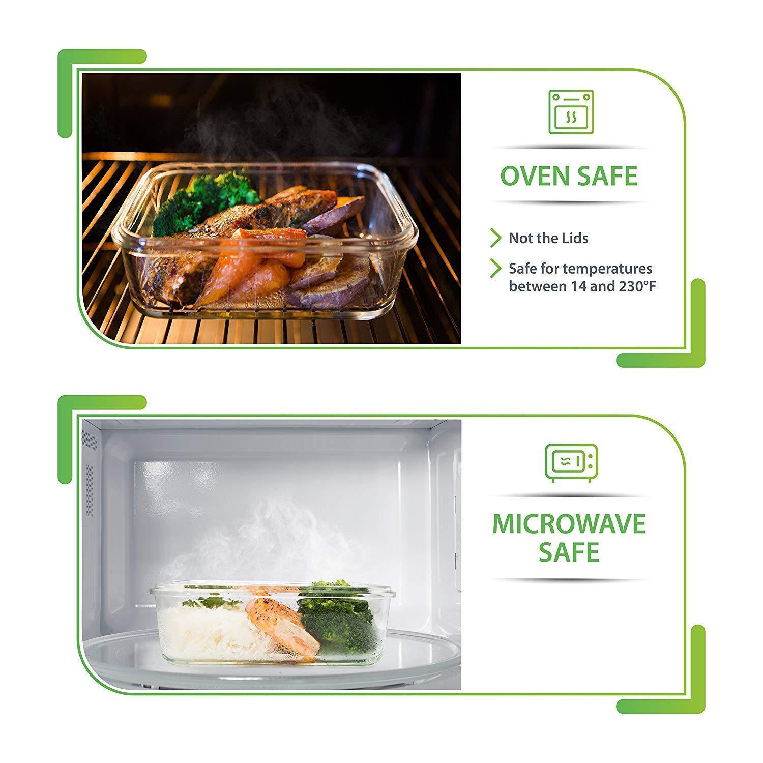 PrepNaturals PrepNaturals 5 Pack 30 Oz Glass Meal Prep Containers - Dishwasher Microwave Freezer Oven Safe - Glass Storage Containers with Lids (Multi-Compartment)