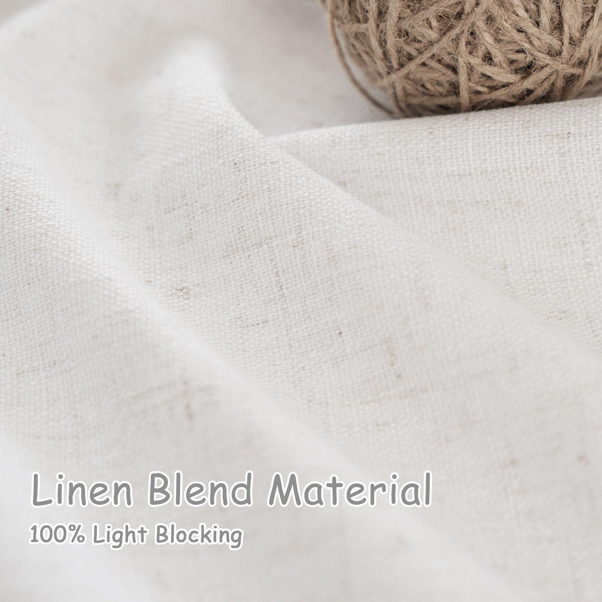 UHITECH UHITECH Beige Linen Living Room Blackout Curtains for Bedroom Black Out Curtain 96 Inches Long Window Drapes 2 Panels Set Back Tab/Rod Pocke Thermal Pinch Pleated