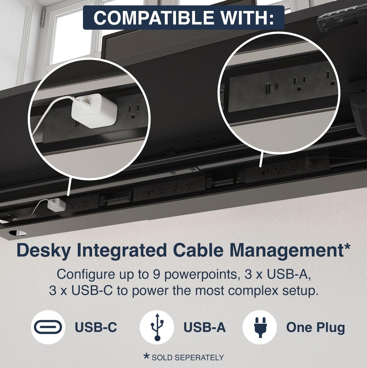 Desky Desky Single Sit Stand Desk - Adjustable Standing Desk - Ergonomic Sit & Stand Up Desk - 47x29.5 Electric Standing Desk - Adjustable Height Table - Sit to Stand Desk - Height Adjustable Desk, White