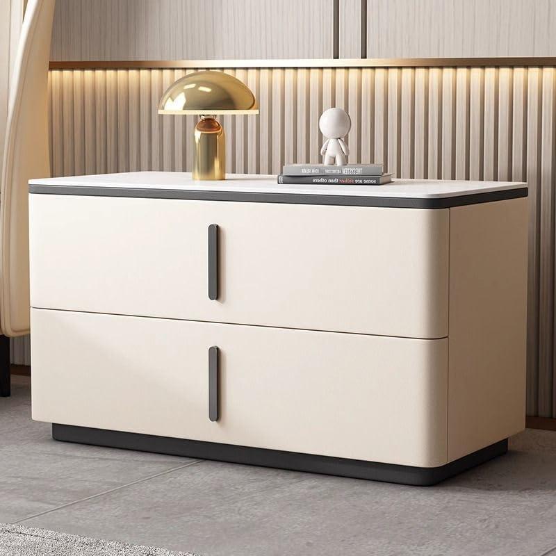 DIEYPOL DIEYPOL Night Stand Simple Modern Cream Style Minimalist Large Bedside Table Slate Bed Bedstand(3,70cm)