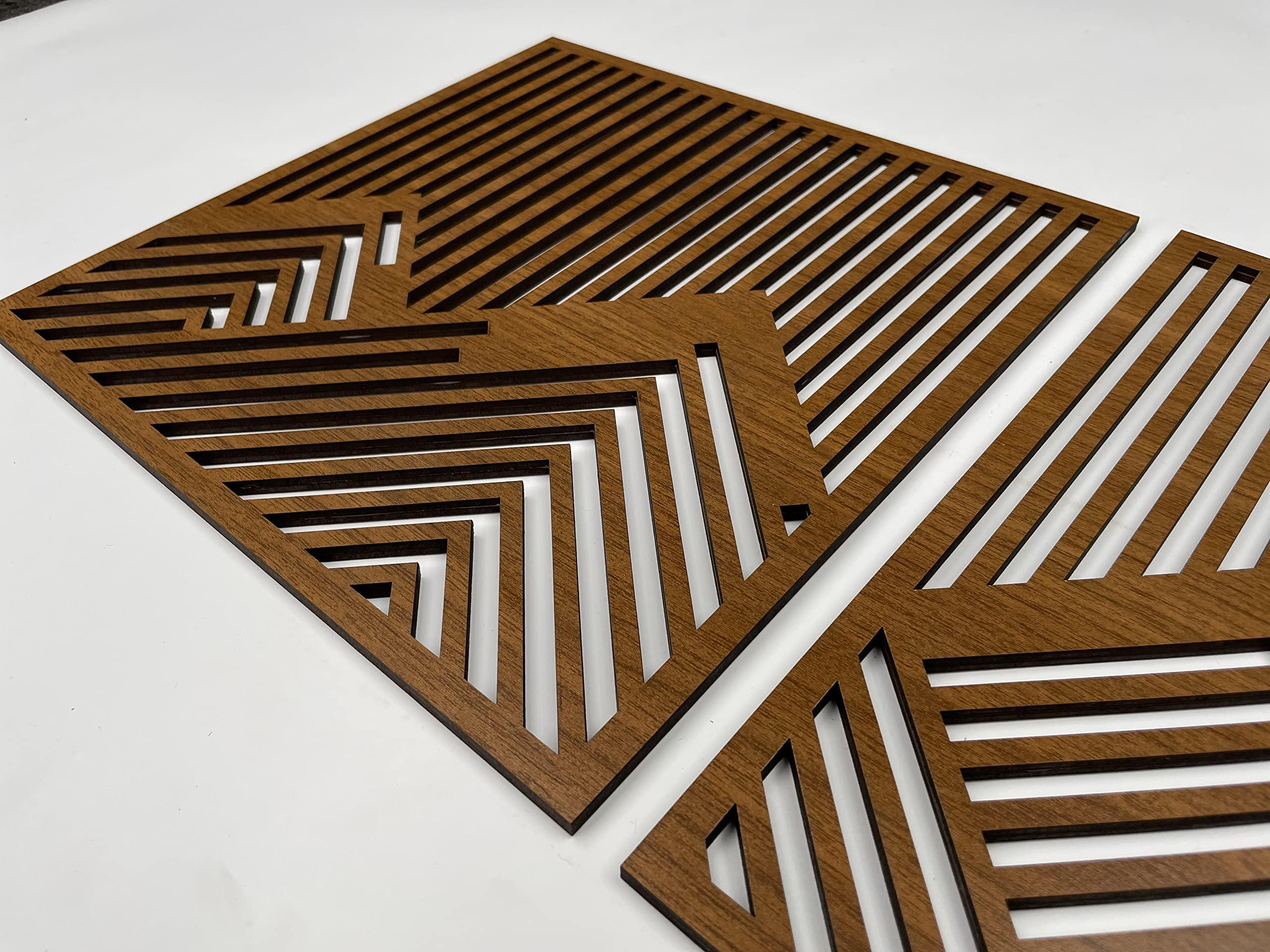 Ent Wood Art Geometric mountain wood wall art decor, 3 piece mountain wooden wall decoration, Large geometric wall art